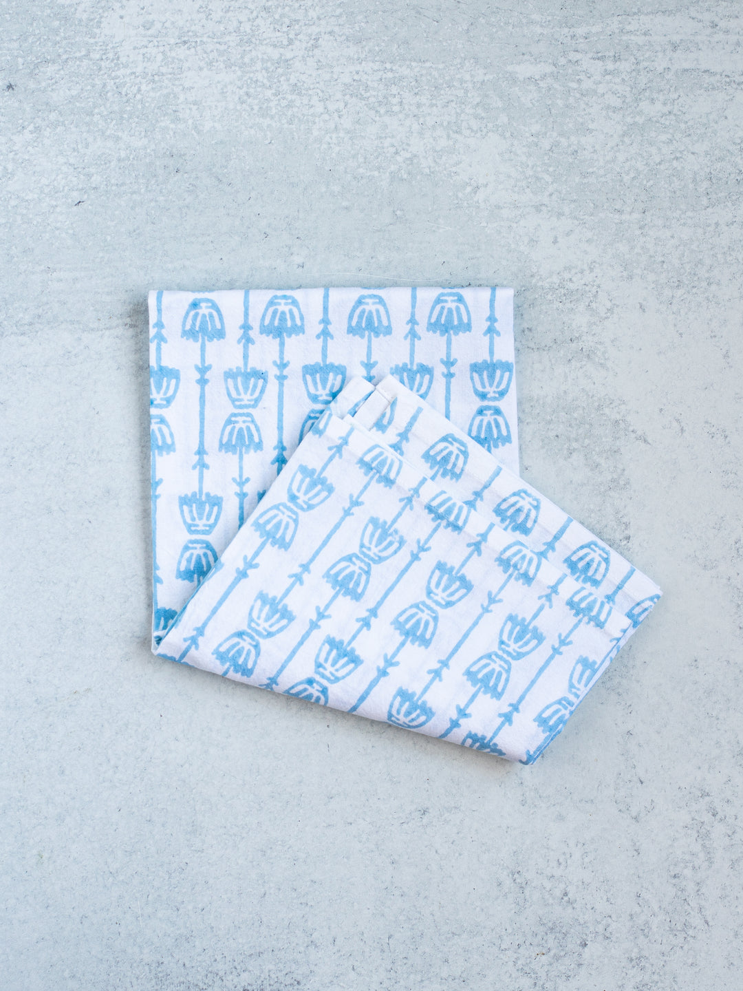 Tea Towel - Mosaic Flower, Uniform Blue