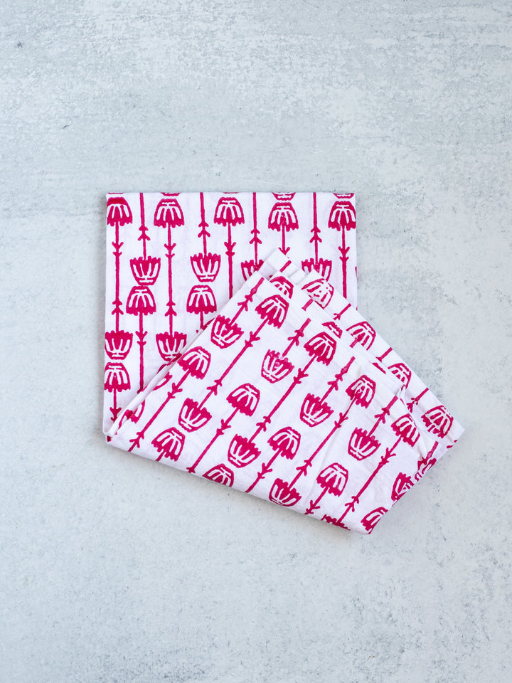 Tea Towel - Mosaic Flower, Pink