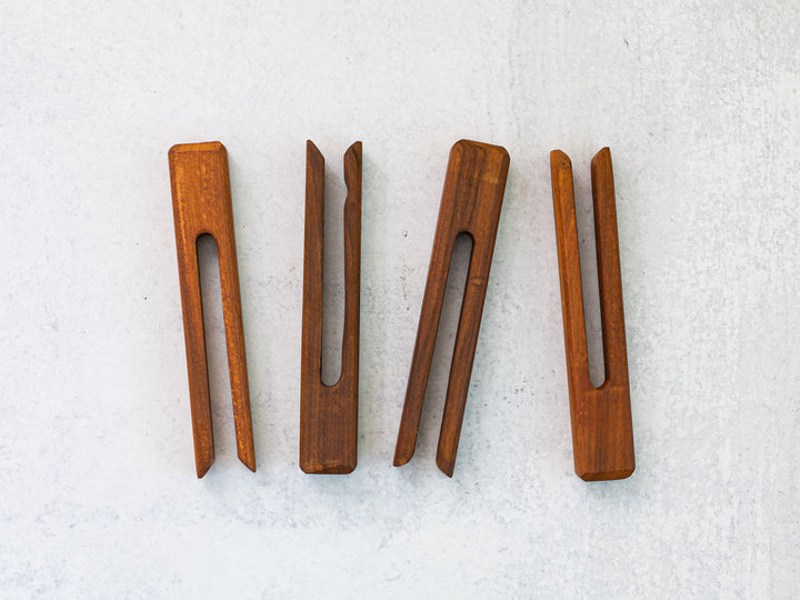 Hand-Carved Wooden Napkin Holders (Set of 4) - Clothespin
