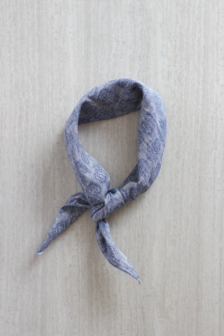 Bandana - Denim Linen with Protea, Navy