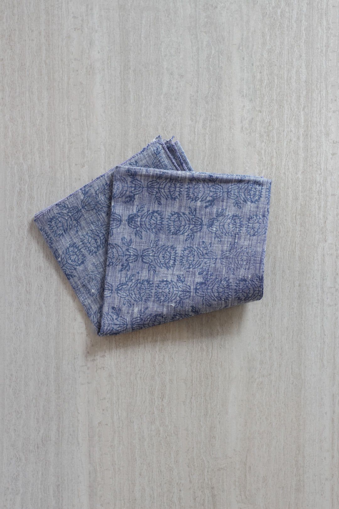 Bandana - Denim Linen with Protea, Navy