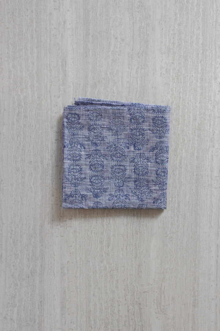 Bandana - Denim Linen with Protea, Navy