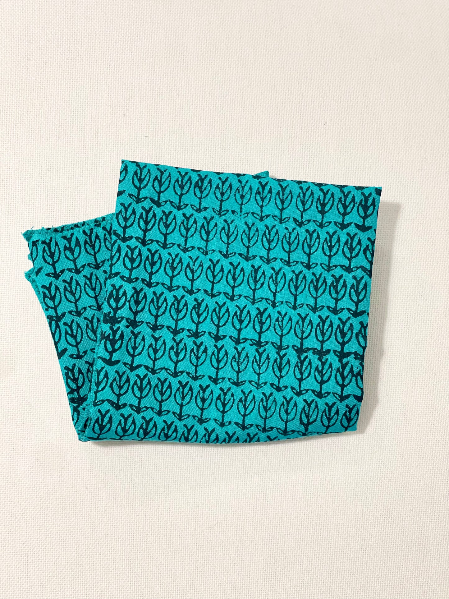 Bandana - Teal Linen with Sprout, Midnight Green
