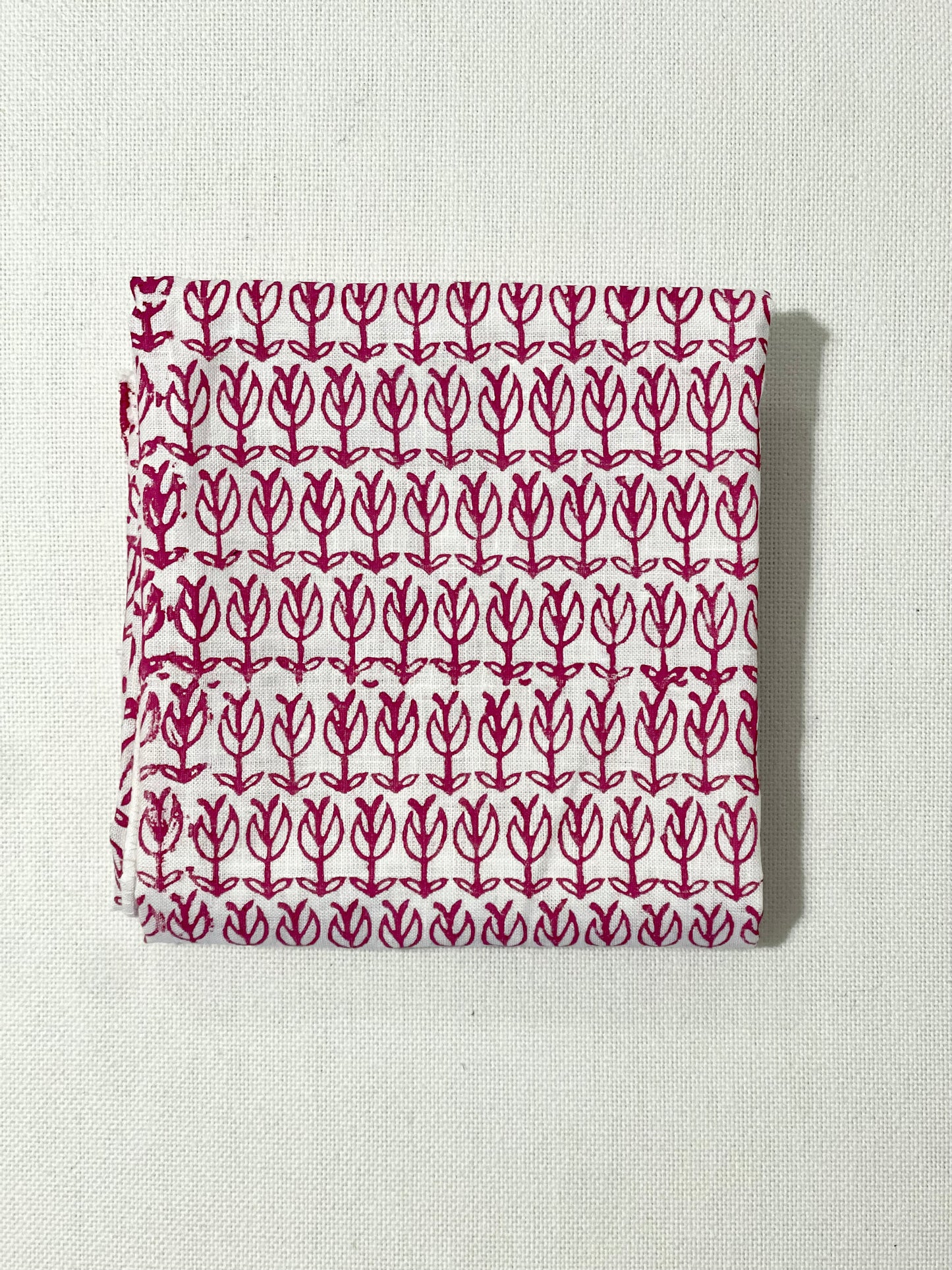 Bandana - White Linen with Pink Sprouts