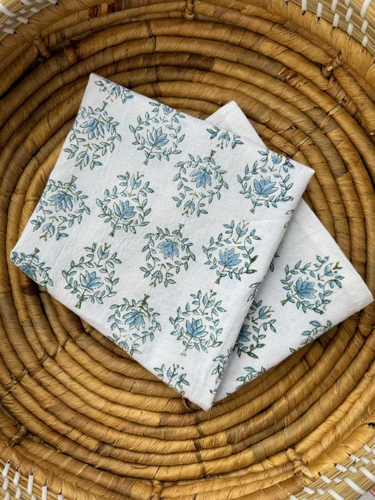 Tea Towel - Lotus, Sage & Uniform Blue