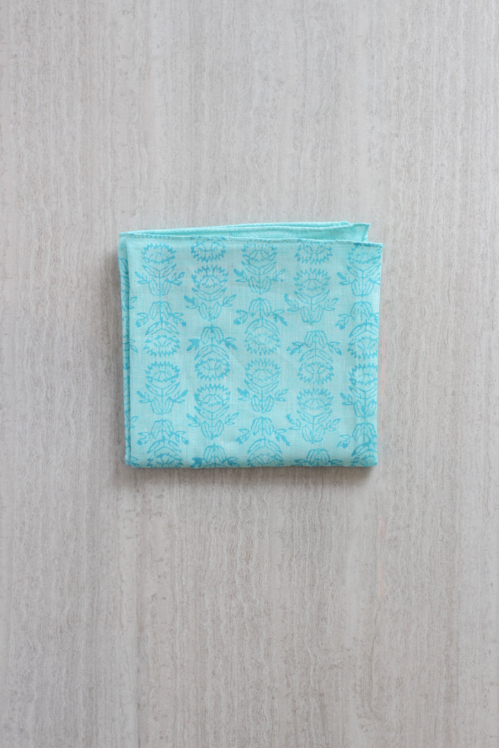 Bandana - Aqua Linen with Protea, Surf
