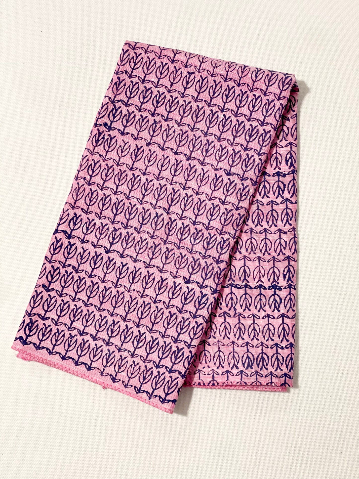 Bandana - Pink Linen with Navy Sprouts
