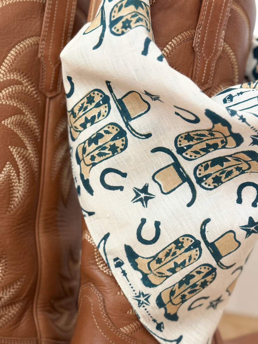 Bandana - Ivory Linen with Cowgirl, Midnight & Chai