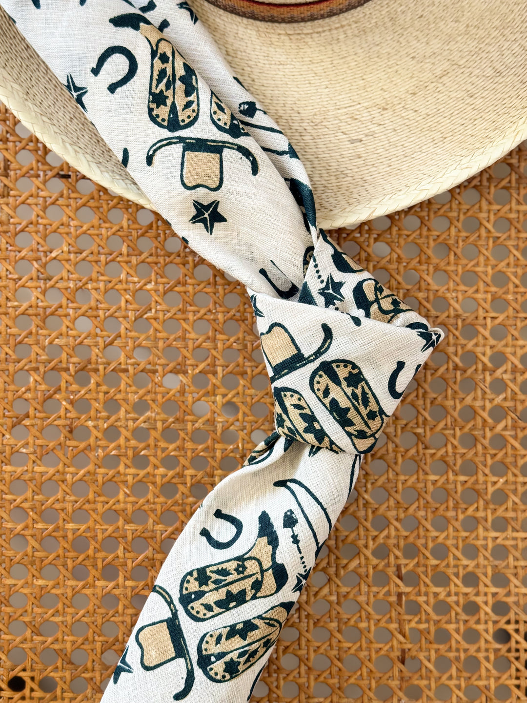 Bandana - Ivory Linen with Cowgirl, Midnight & Chai