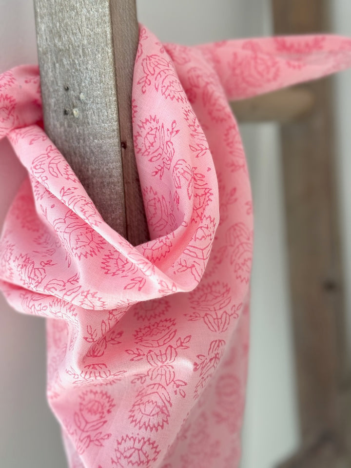 Voile Bandana- Pale Pink - Protea, Pink