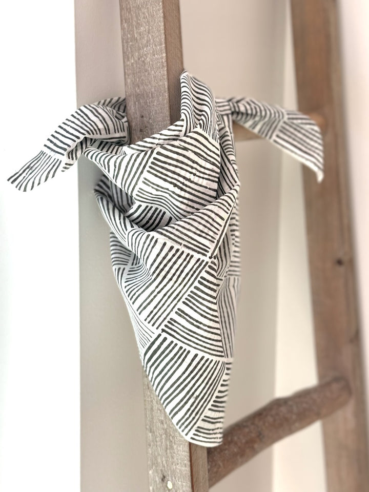 Voile Bandana- Ivory - Striped, Black