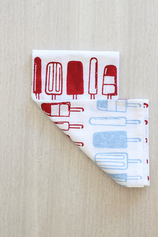 Tea Towel - Popsicles, Uniform Blue & Red