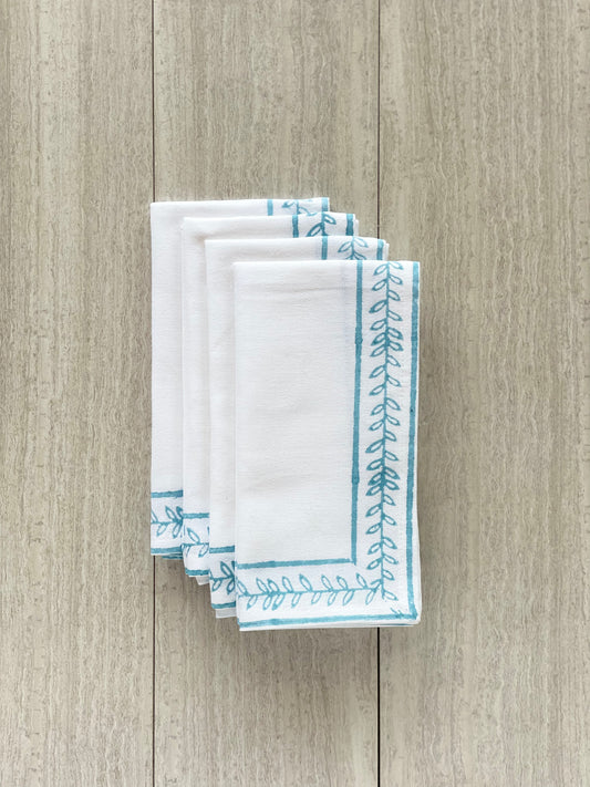 Dinner Napkins (set of 4) - Vine Border, Saltwater