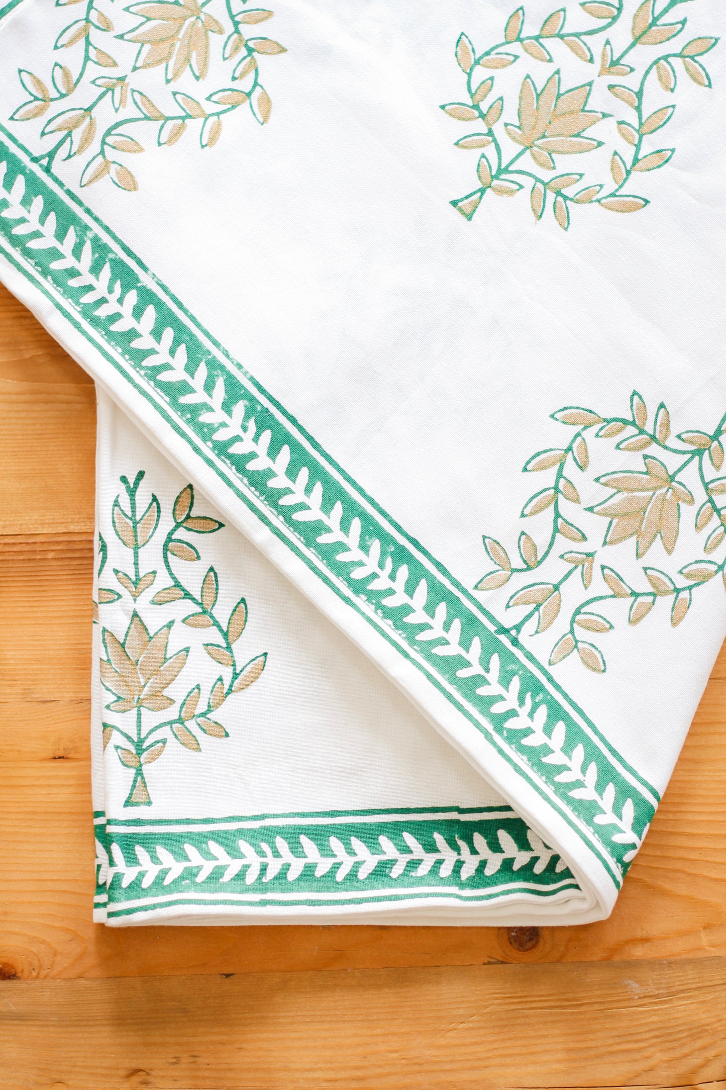 Tablecloth - Lotus (Large), Evergreen & Gold