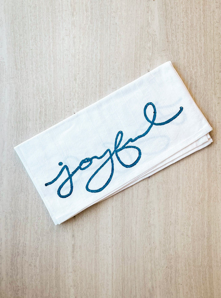 Tea Towel - Joyful, Navy
