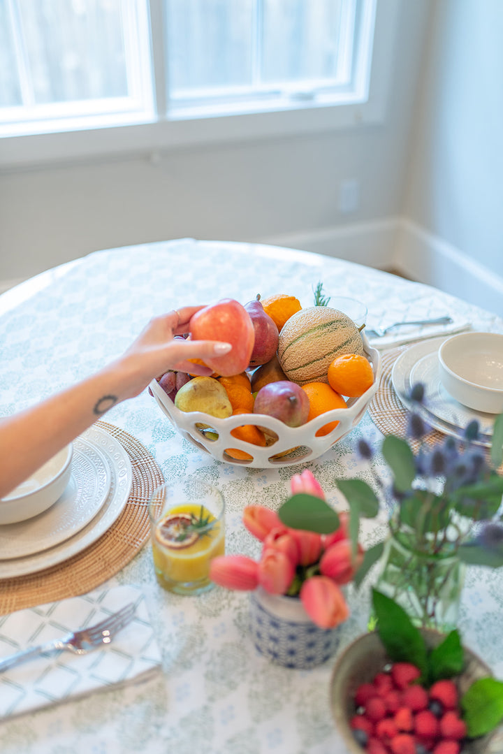 Table Throw - Vara Dogwood, Uniform Blue & Sage