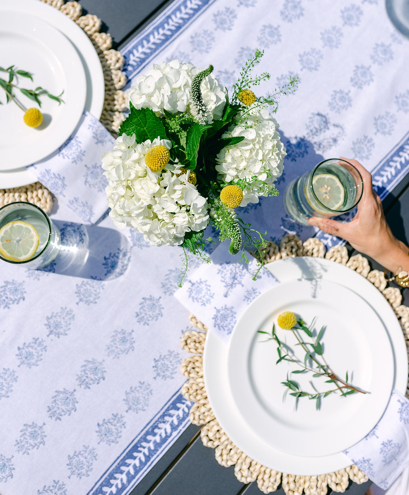 Table Runner - Lotus, Uniform Blue & Navy