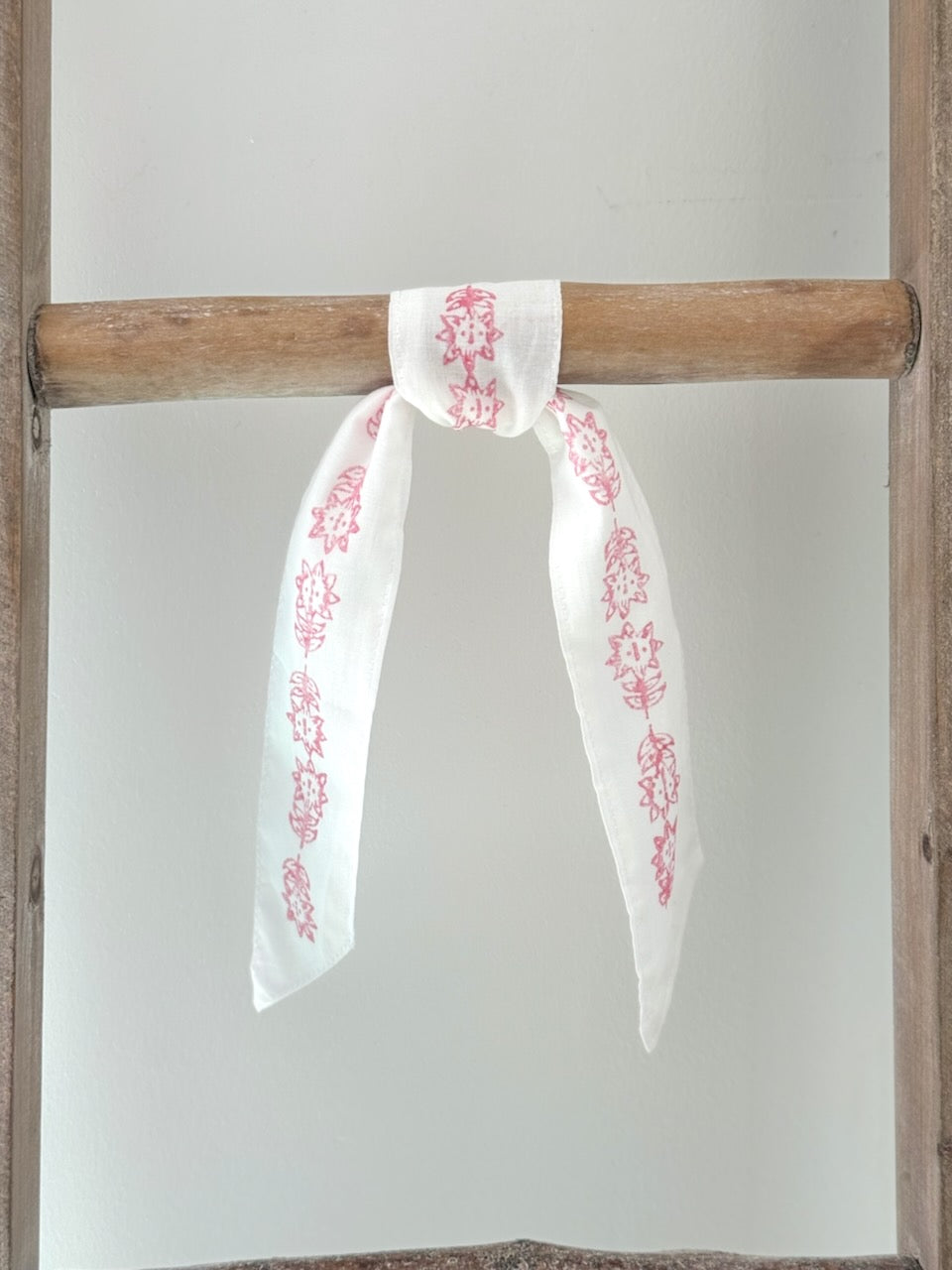 Voile Ribbon - Ivory - Vara Border, Pink