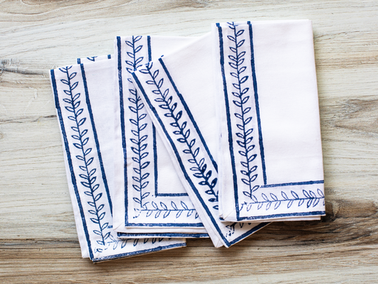 Dinner Napkins (set of 4) - Vine Border, Navy