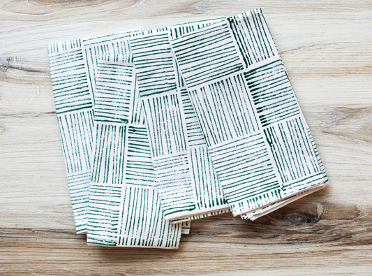 Dinner Napkins (set of 4) - Striped, Evergreen