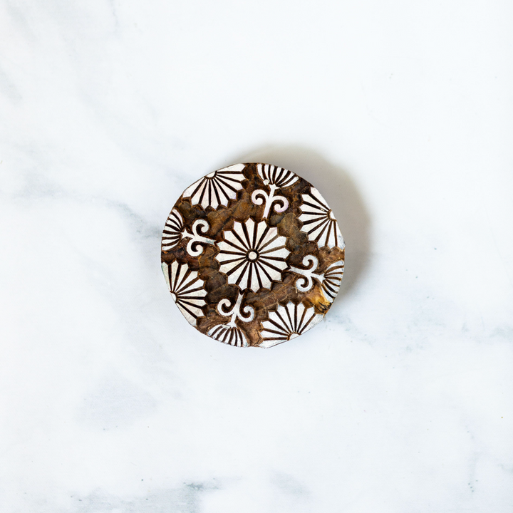 Hand-Carved Wooden Block Coaster - Daisy