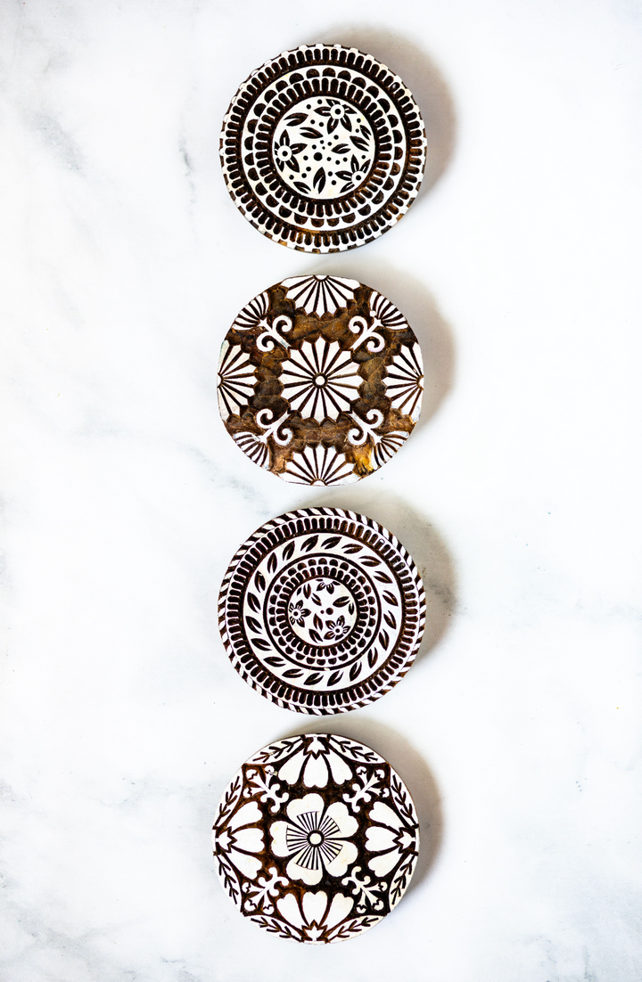 Hand-Carved Wooden Block Coaster - Daisy