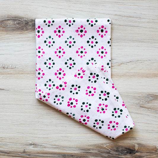 Tea Towel - Diamond Dot, Pink & Evergreen