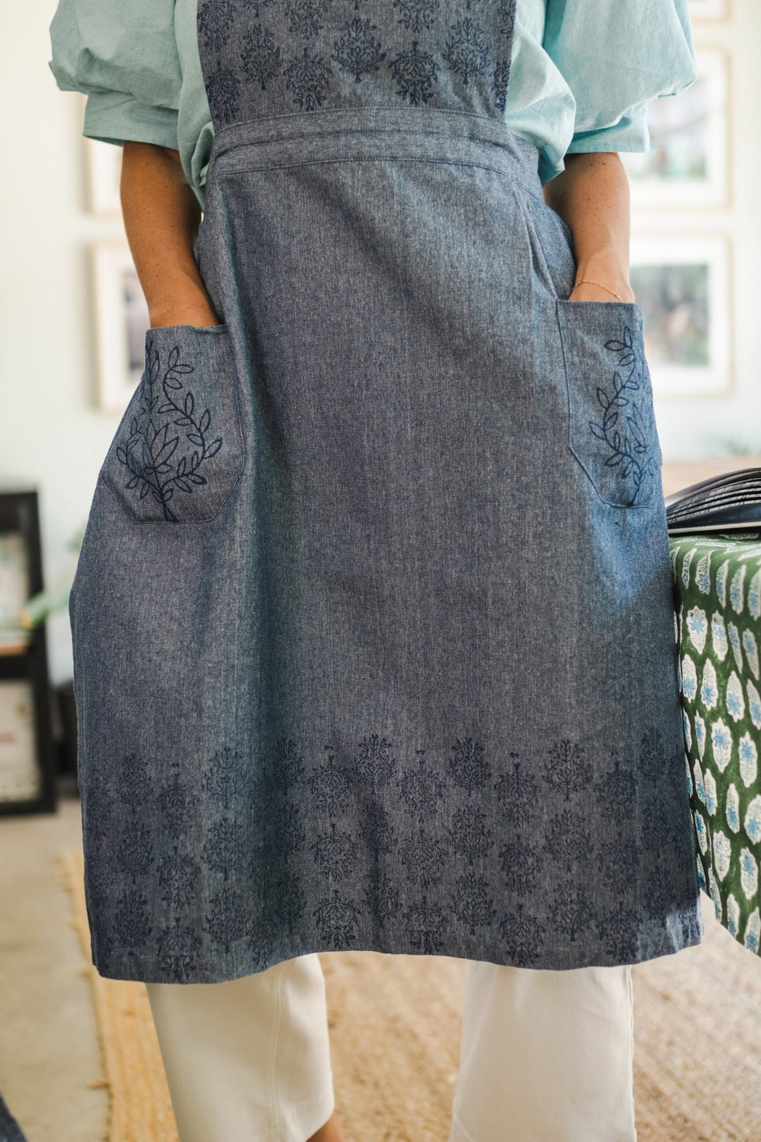 Apron - Lotus, Midnight Green - The Mended Company