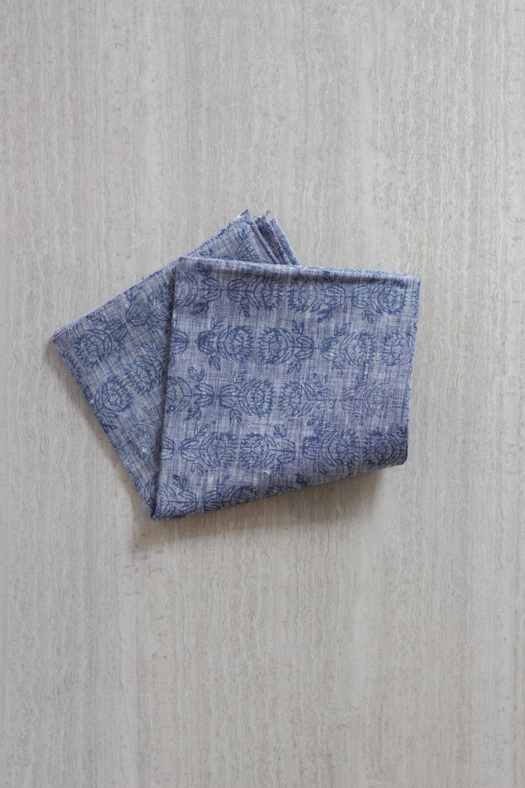 Bandana - Denim Linen with Protea, Navy - The Mended Company