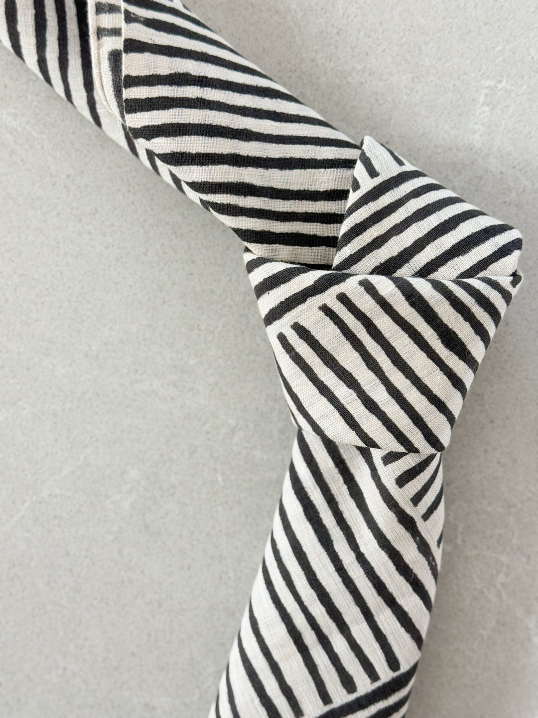 Bandana - Ivory Linen - Striped, Black - The Mended Company