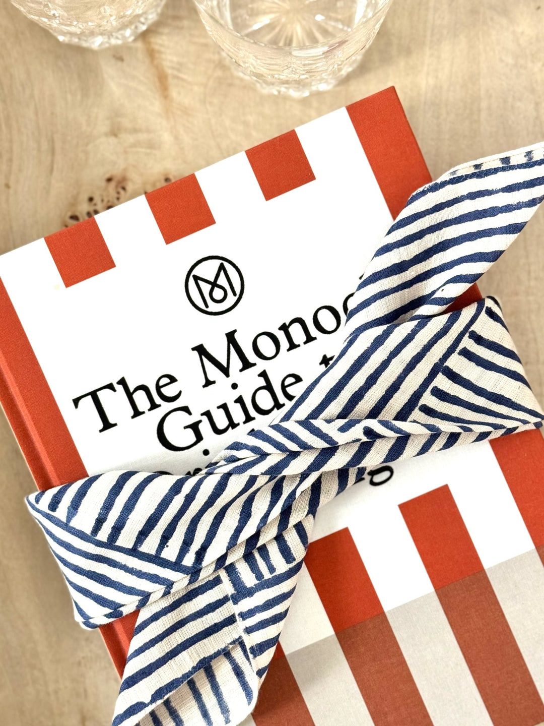 Bandana - Ivory Linen - Striped, Navy - The Mended Company