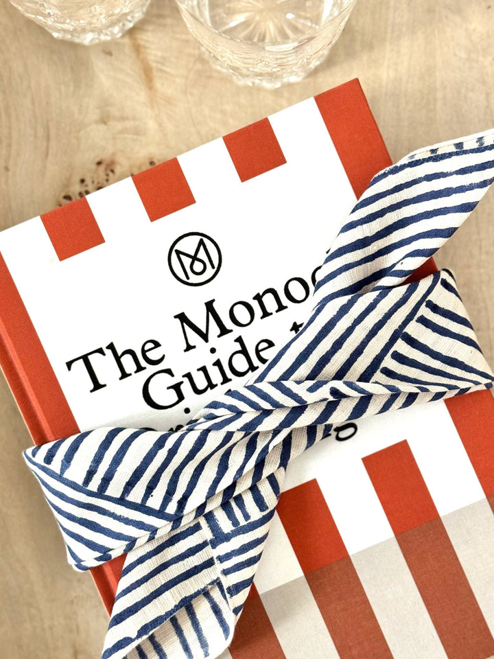 Bandana - Ivory Linen - Striped, Navy - The Mended Company