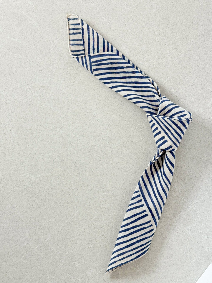 Bandana - Ivory Linen - Striped, Navy - The Mended Company