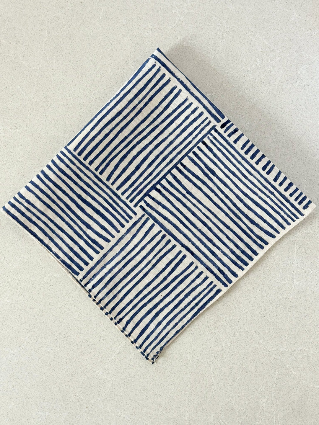 Bandana - Ivory Linen - Striped, Navy - The Mended Company