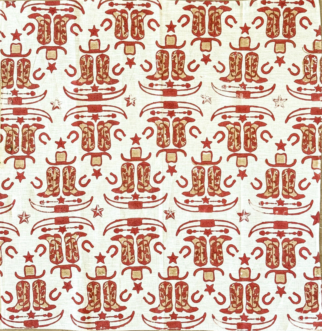 Bandana - Ivory Linen with Cowgirl, Terracotta & Chai - The Mended Company