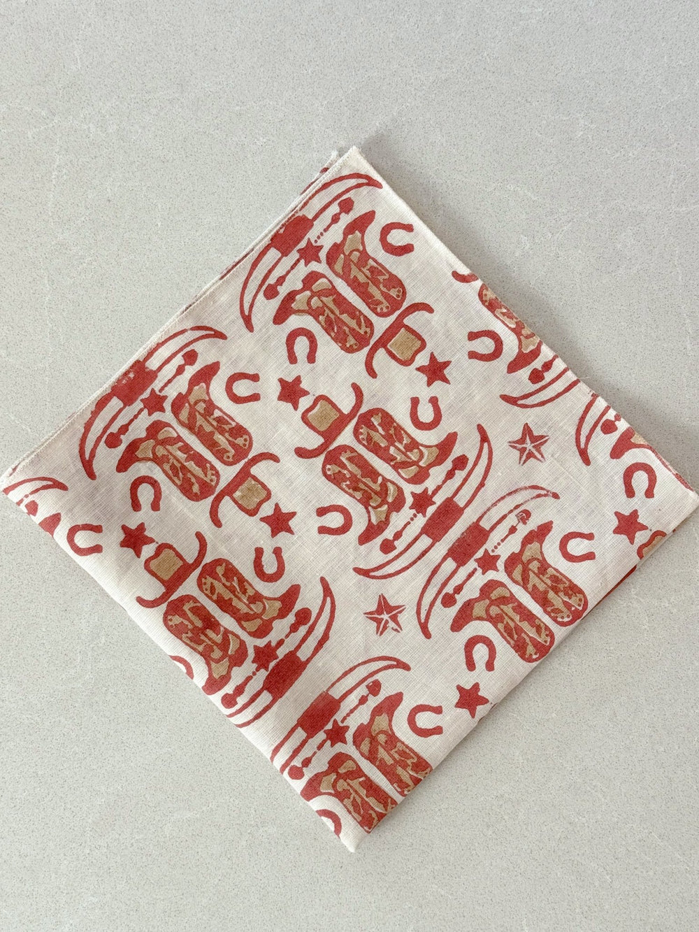 Bandana - Ivory Linen with Cowgirl, Terracotta & Chai - The Mended Company