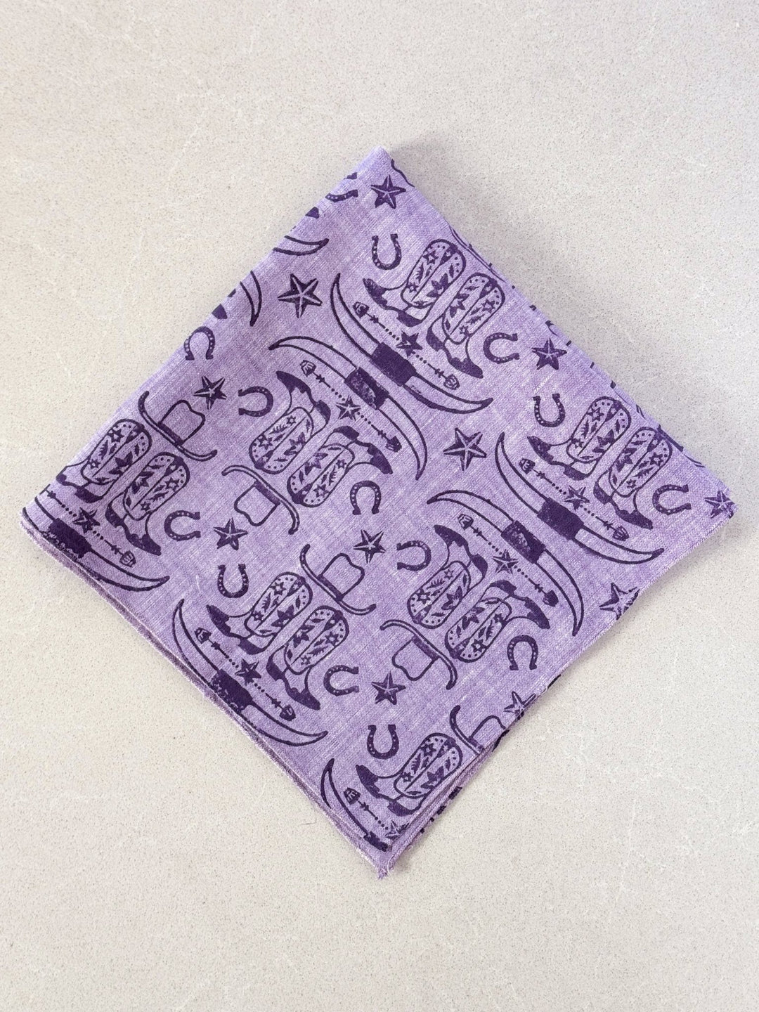 Bandana - Light Purple Linen with Cowgirl, Purple - The Mended Company