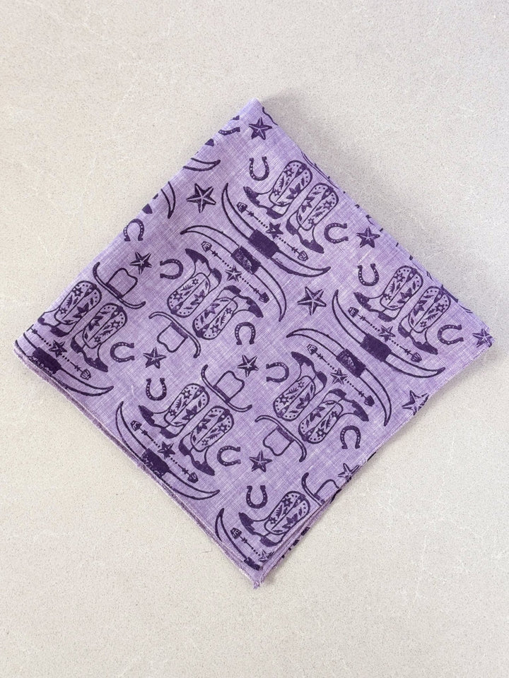Bandana - Light Purple Linen with Cowgirl, Purple - The Mended Company