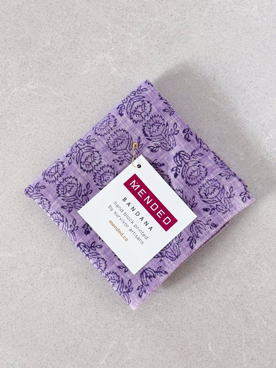 Bandana - Light Purple Linen with Protea, Purple - The Mended Company