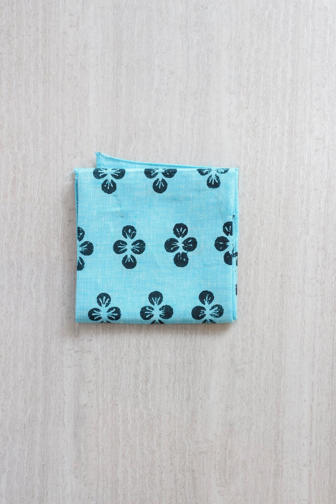 Bandana - Turquoise Linen with Dogwood, Midnight - The Mended Company