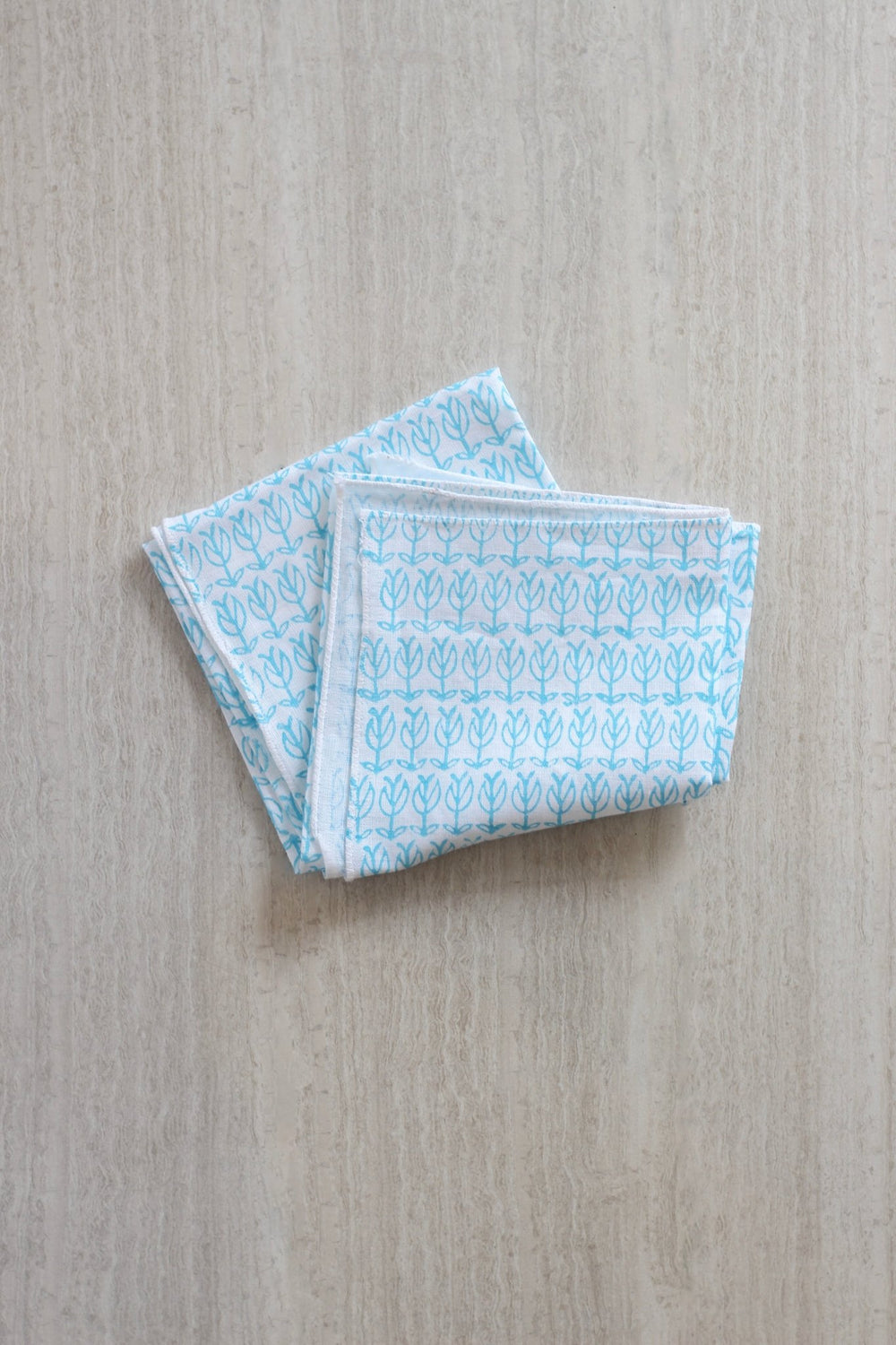 Bandana - White Linen with Sprout, Surf - The Mended Company