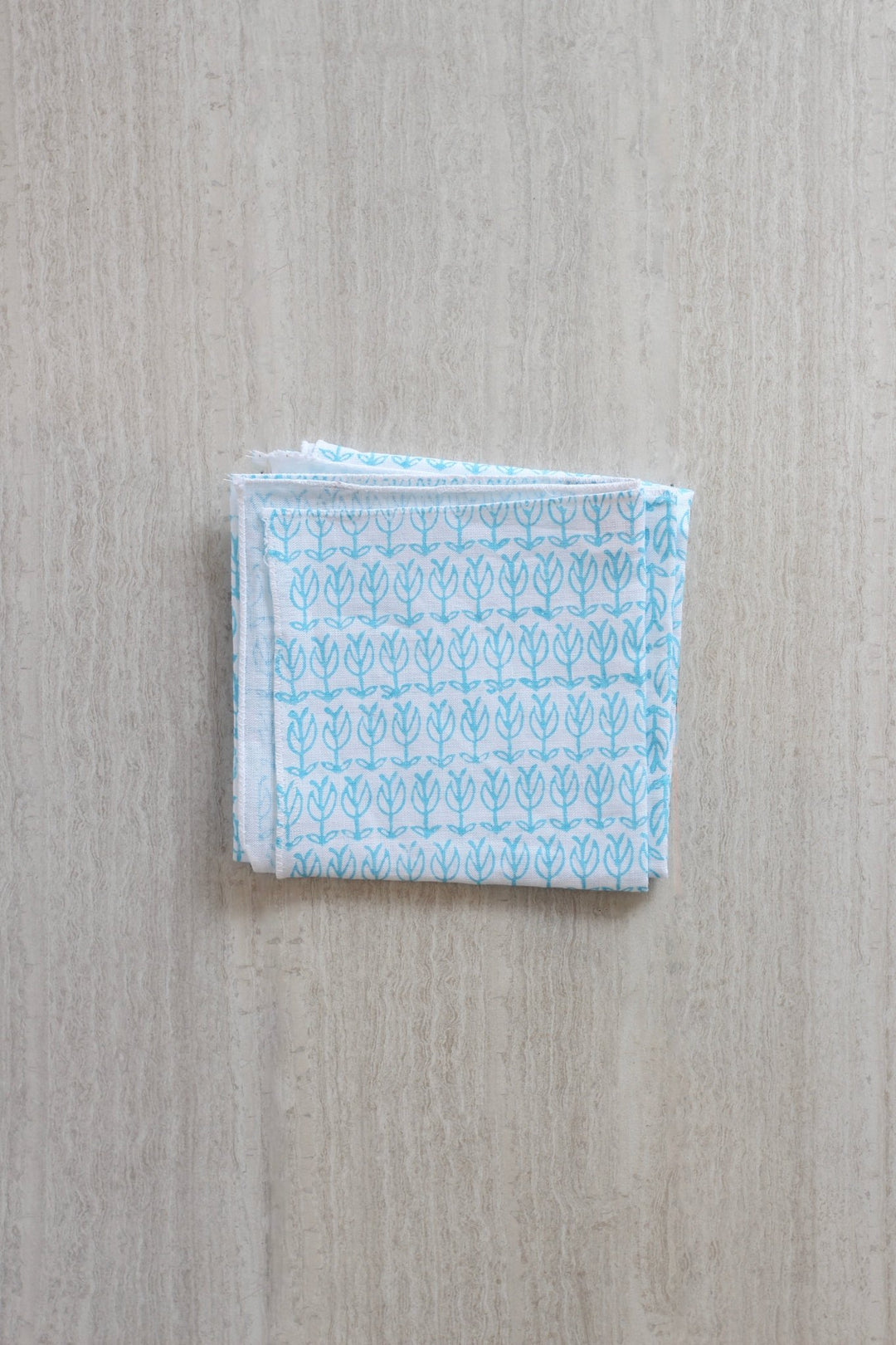 Bandana - White Linen with Sprout, Surf - The Mended Company