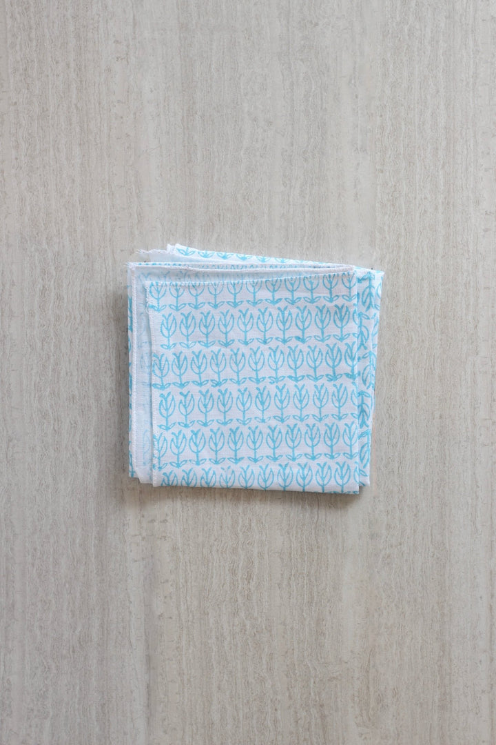 Bandana - White Linen with Sprout, Surf - The Mended Company