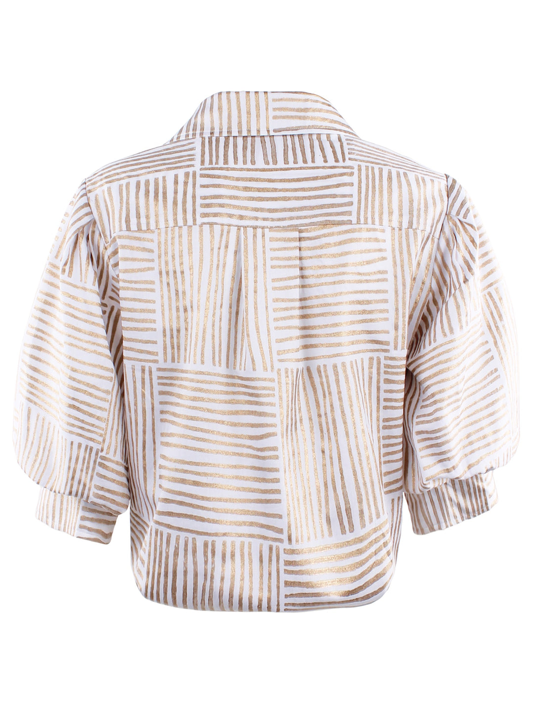 MENDED Bomba Twist-Hem Short Sleeve Shirt, Navy Block Stripe