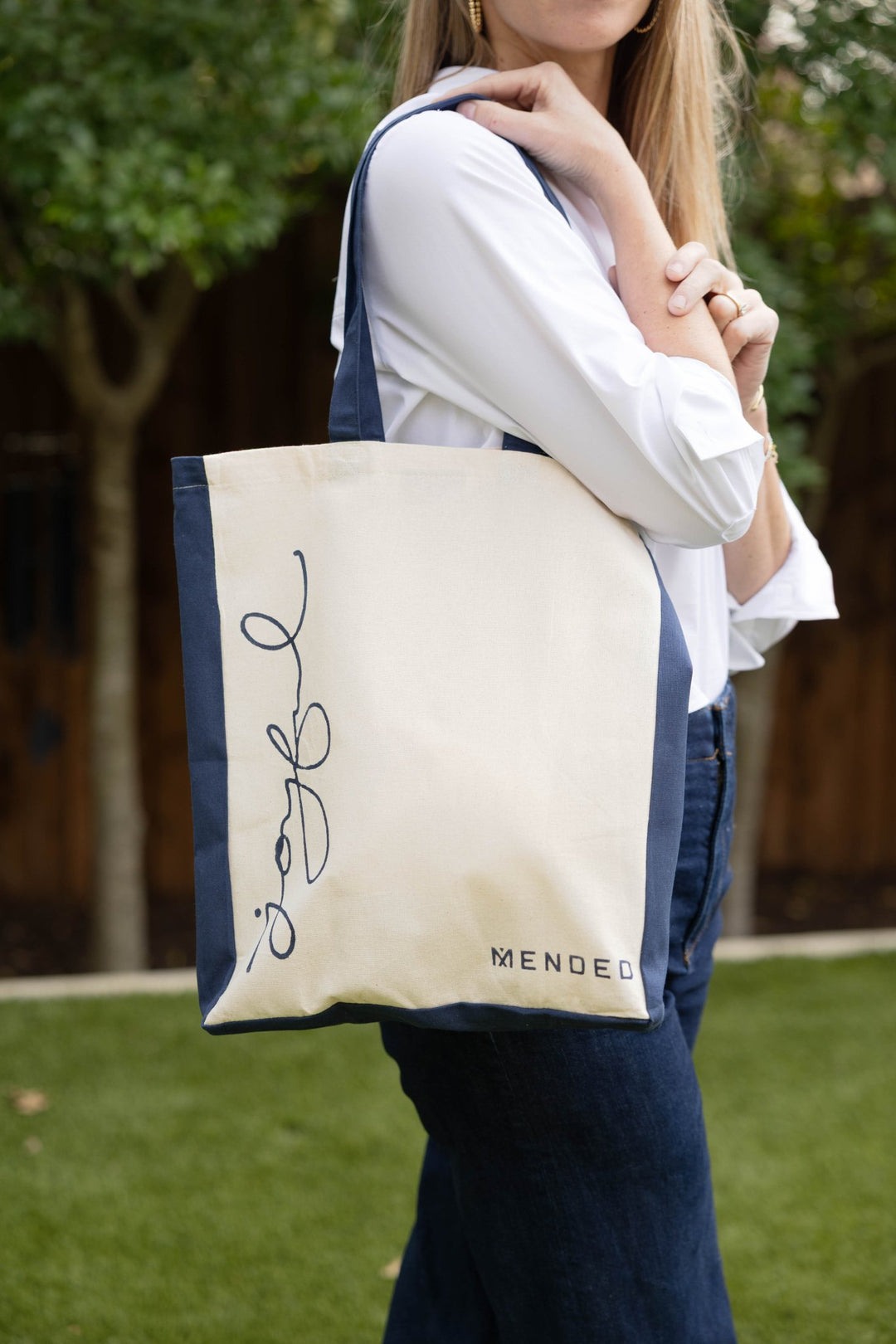 Canvas Tote - Bluebonnet &amp; Joyful - The Mended Company