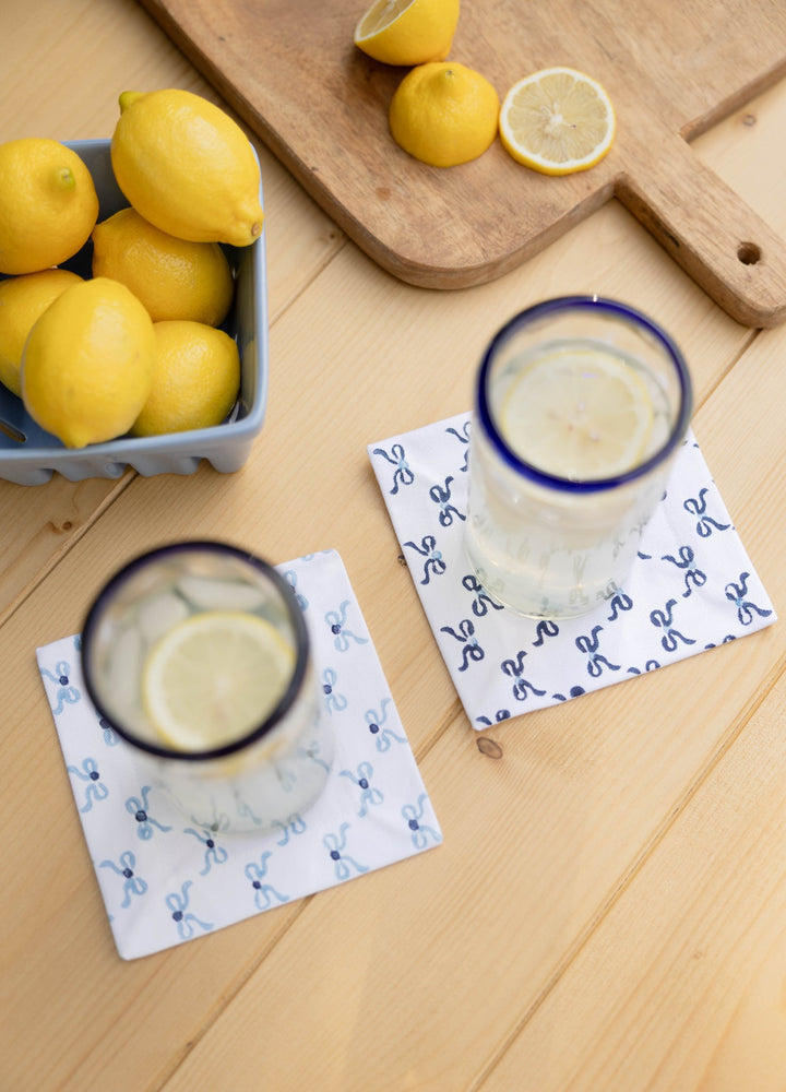 Cocktail Napkins (set of 4) - Bows - Navy &amp; Uniform Blue - The Mended Company