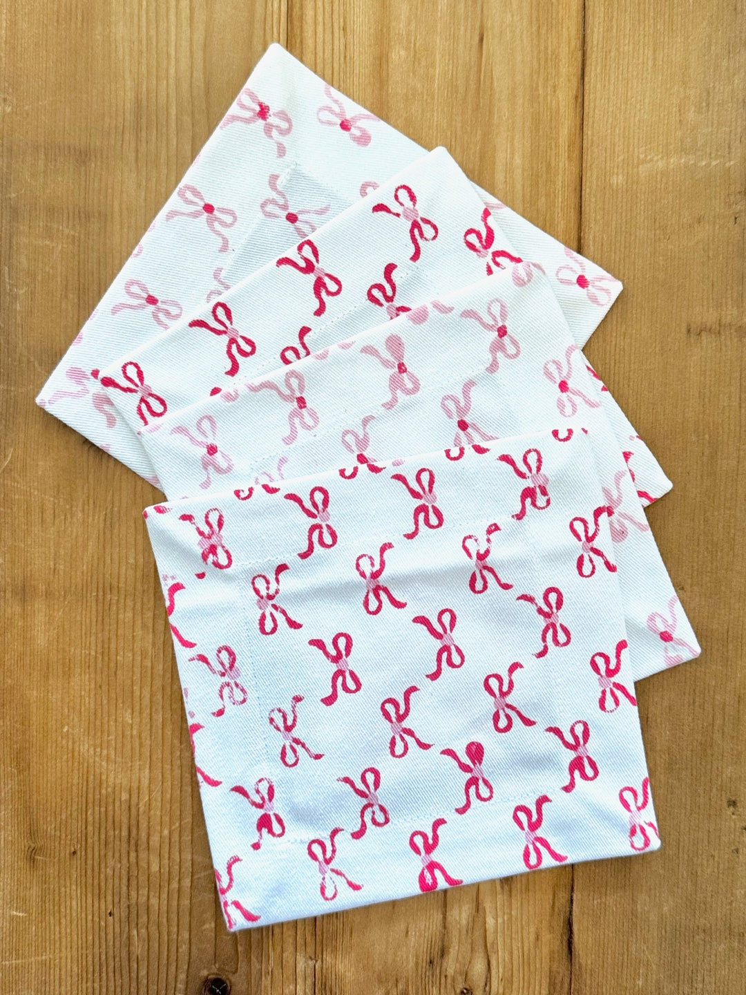 Cocktail Napkins (set of 4) - Bows - Pink &amp; Rose - The Mended Company