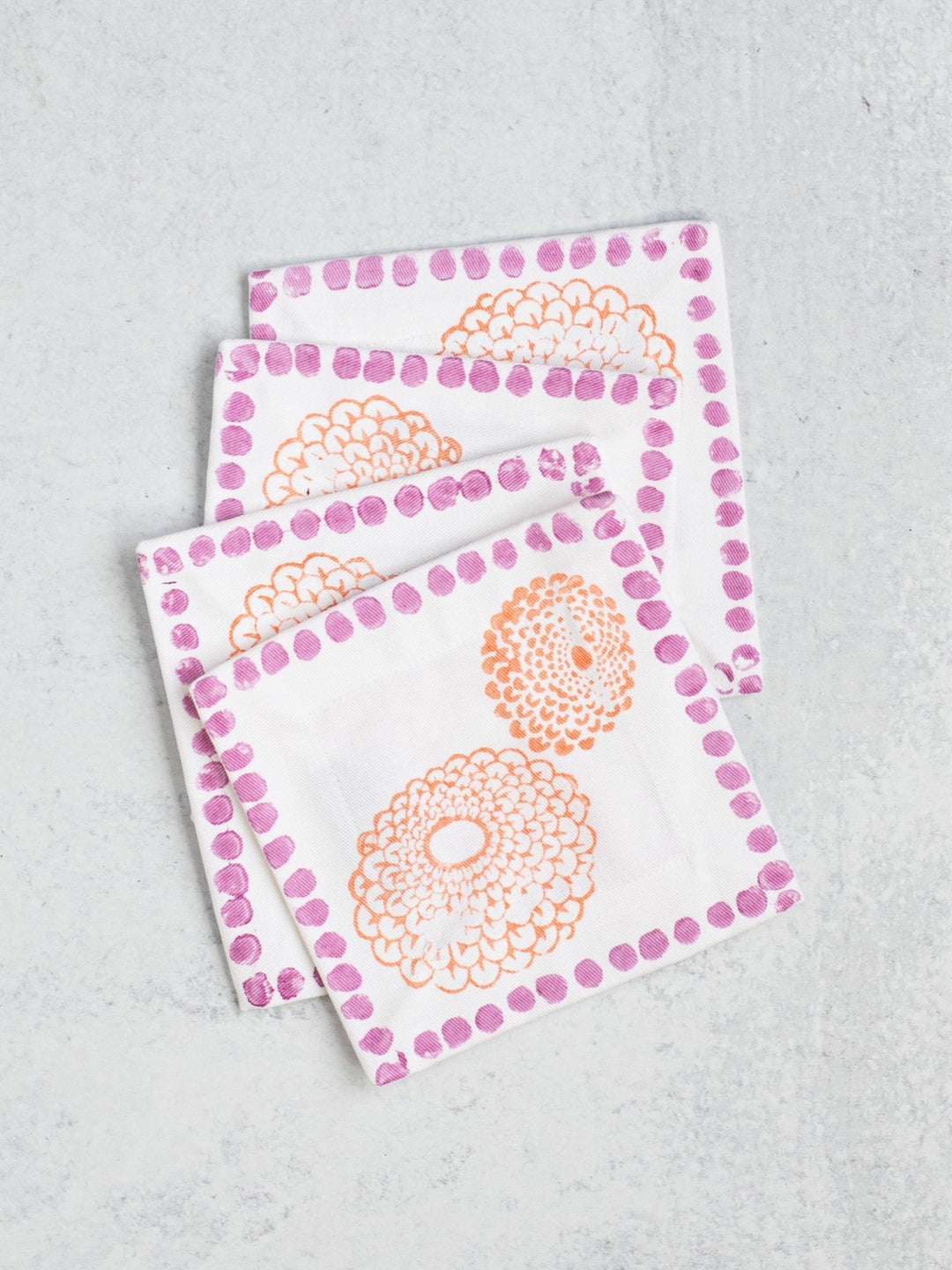 Cocktail Napkins (set of 4) - Marigold - Lilac & Melon - The Mended Company