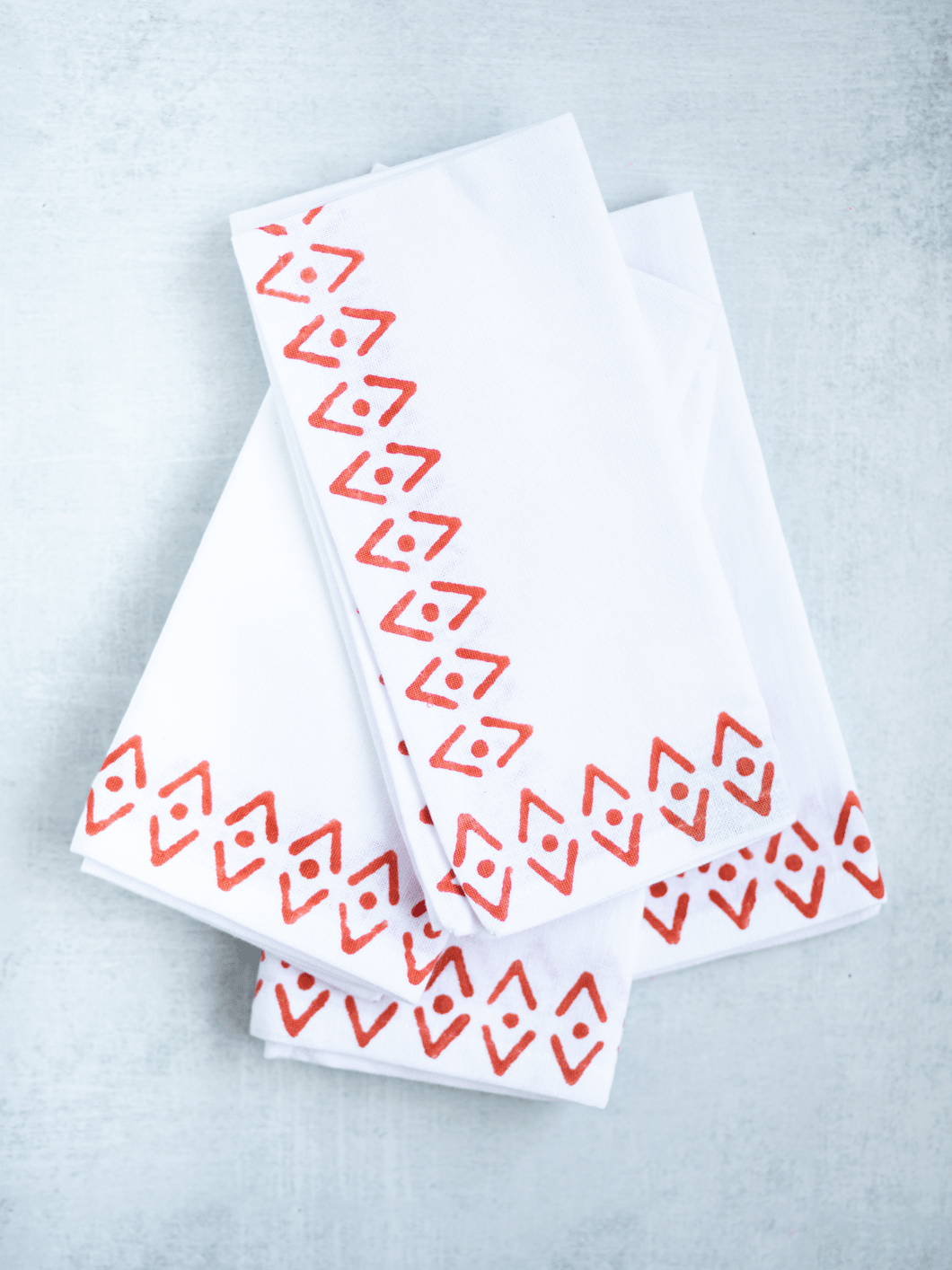 Dinner Napkins (set of 4) - Aztec Border, Orange - The Mended Company