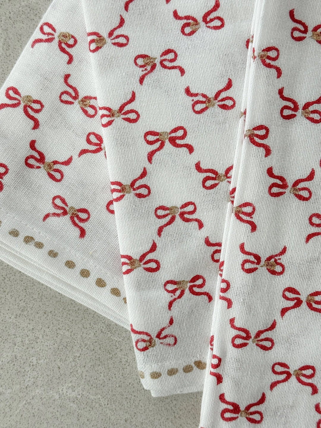 Dinner Napkins (set of 4) - Bows, Red & Gold - The Mended Company